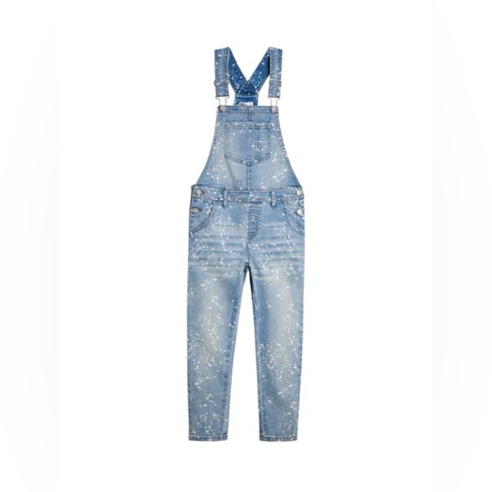 Epic Threads Light Blue Denim Overalls Paint Splatter